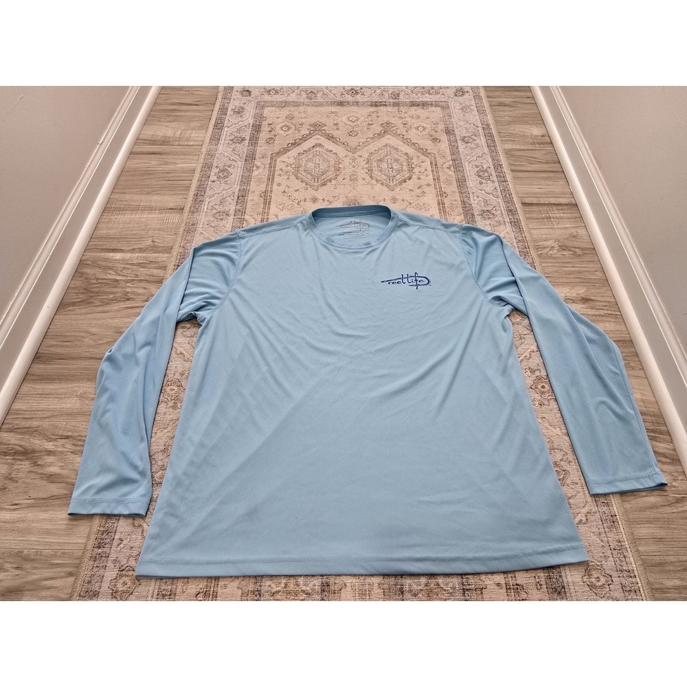 Reel Life Mens XL Shirt Fishing Blue Long Sleeve Performance Top